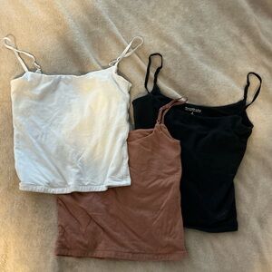Abercrombie & Fitch Trio Tank Tops in White, Black, and Brown